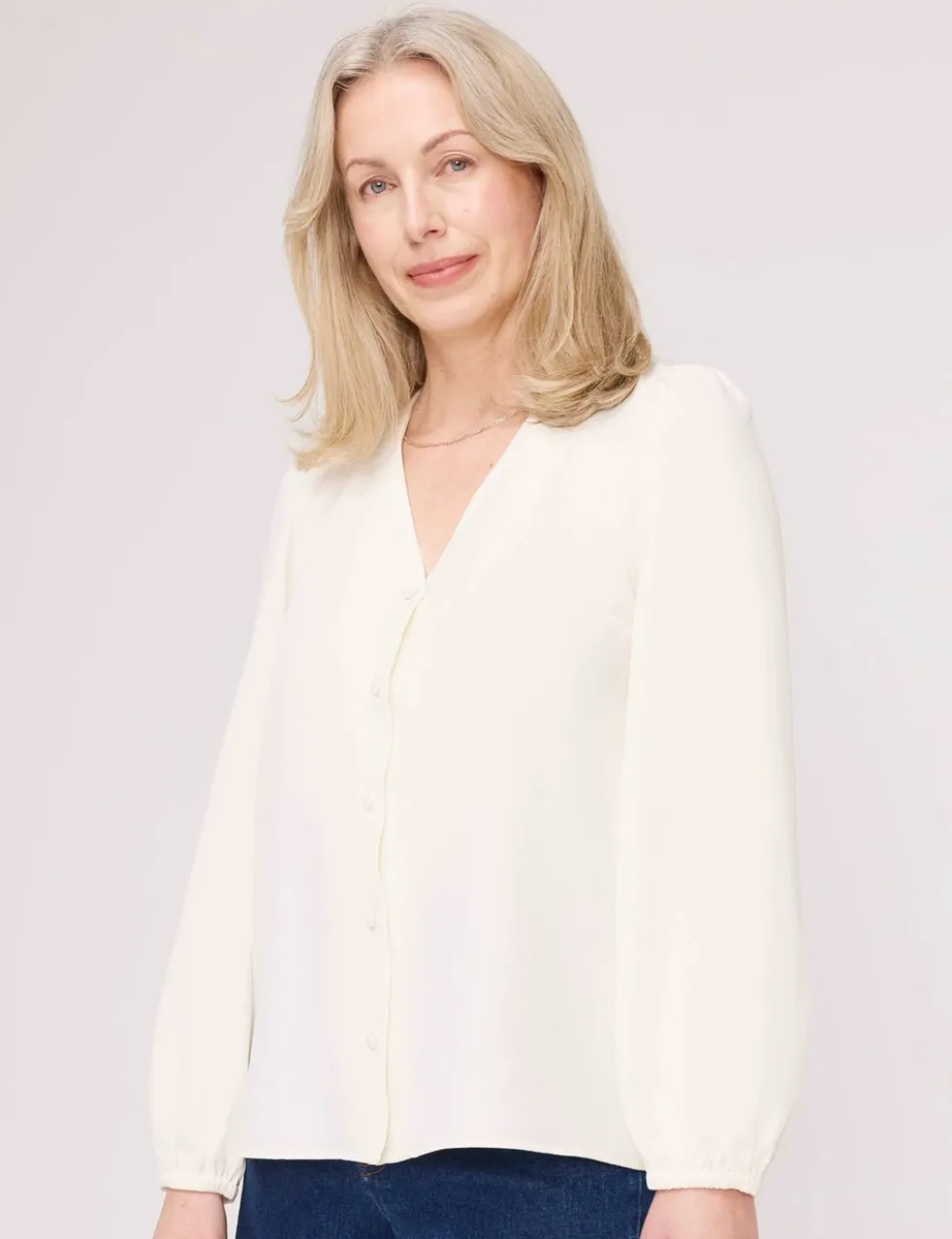 V-Neck Button-Through Top