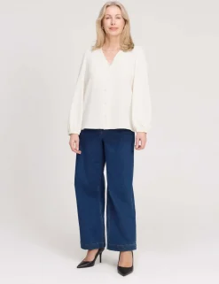 V-Neck Button-Through Top