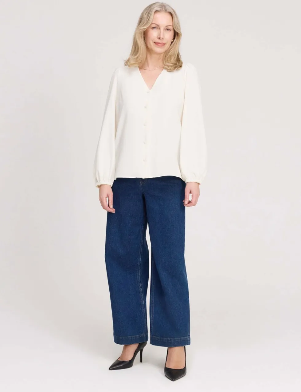 V-Neck Button-Through Top