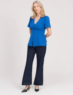 V-Neck Button-Through Top