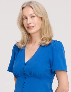 V-Neck Button-Through Top