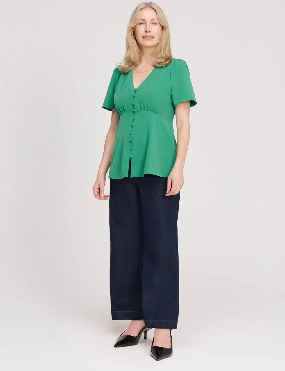 V-Neck Button-Through Top