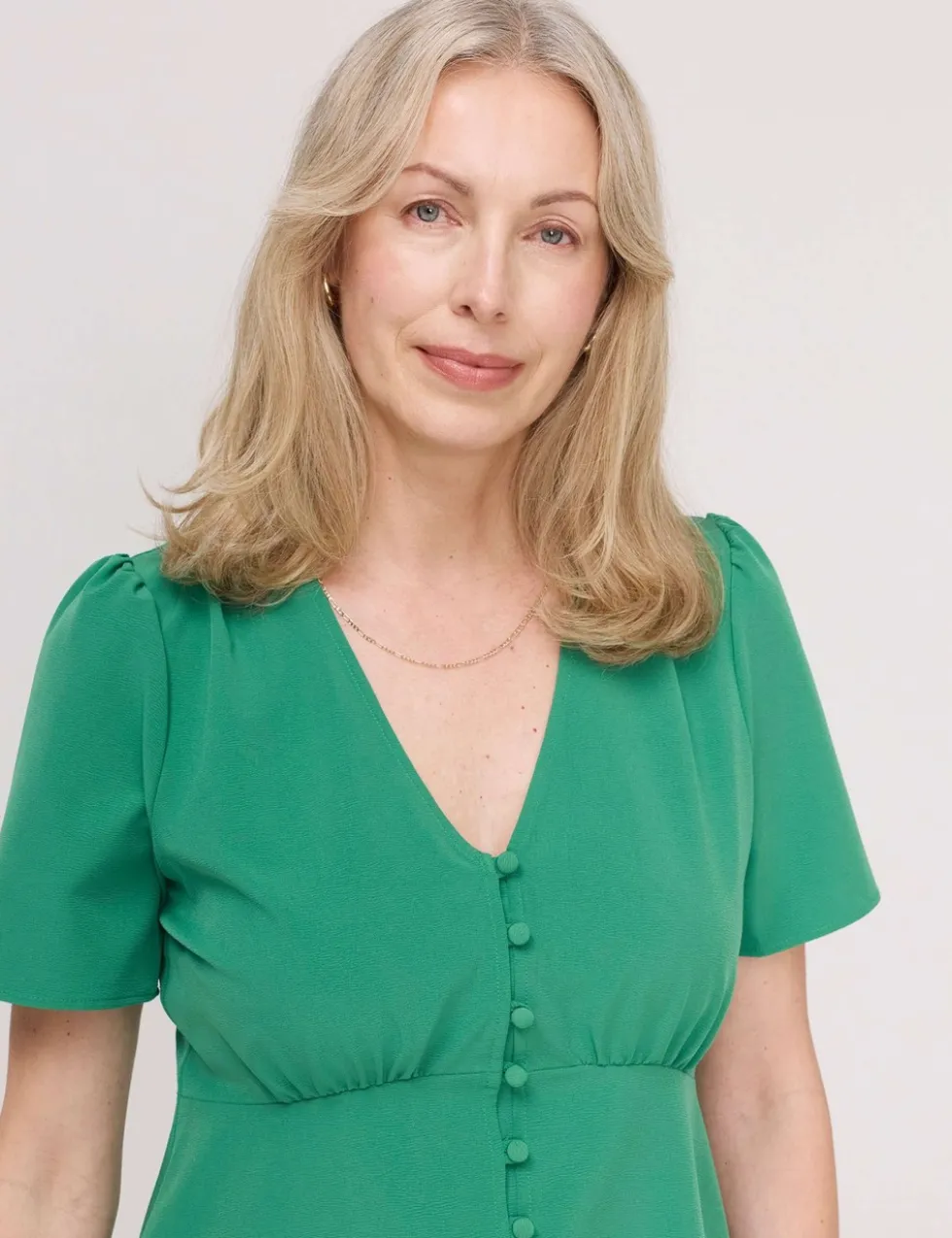 V-Neck Button-Through Top