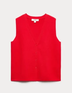 V-Neck Cropped Knitted Waistcoat