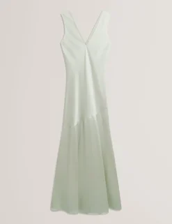 V-Neck Diagonal Seam Maxi Slip Dress