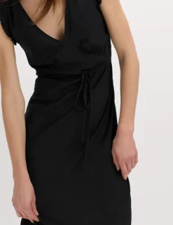 V-Neck Frill Sleeve Midi Tea Dress