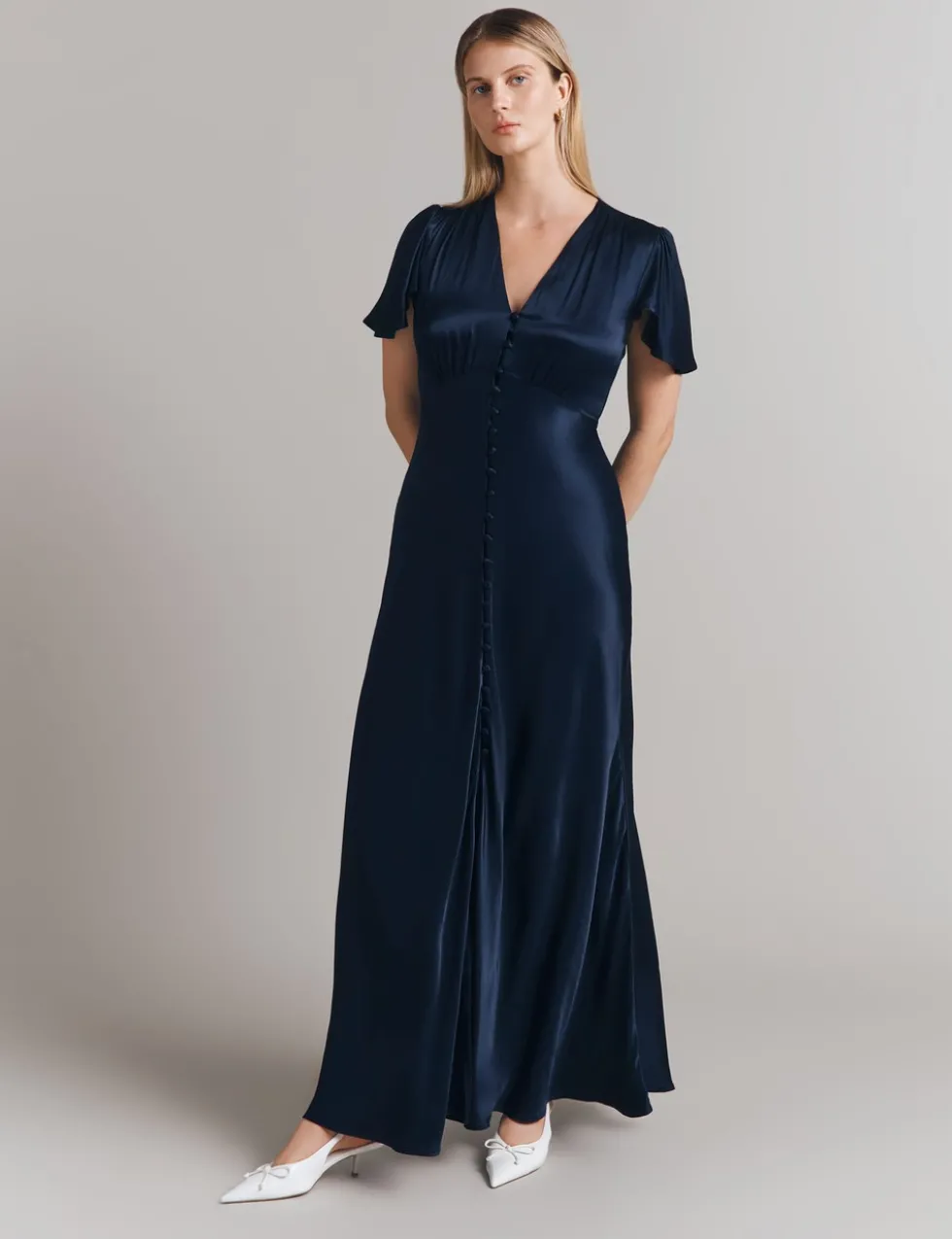 V-Neck Maxi Skater Dress