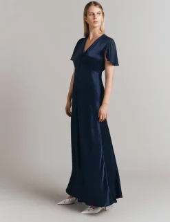 V-Neck Maxi Skater Dress