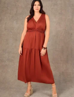 V-Neck Maxi Waisted Dress
