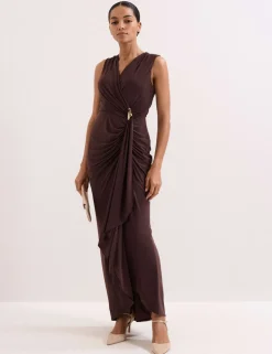 V-Neck Maxi Wrap Dress