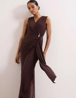 V-Neck Maxi Wrap Dress