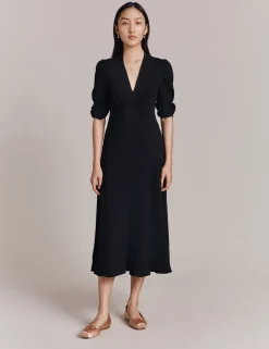 V-Neck Midi Skater Dress