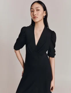 V-Neck Midi Skater Dress
