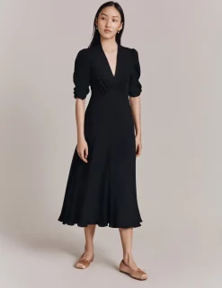V-Neck Midi Skater Dress