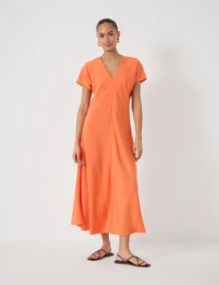 V-Neck Midi Tea Dress