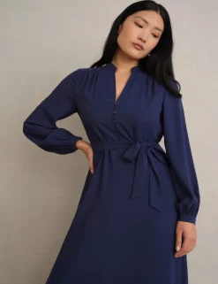 V-Neck Midi Wrap Dress