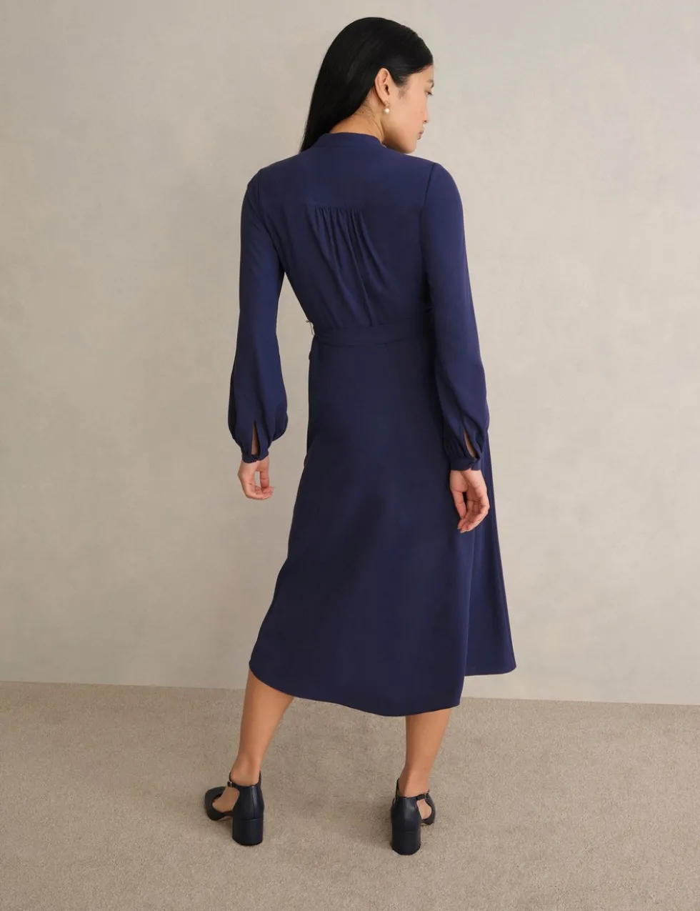 V-Neck Midi Wrap Dress