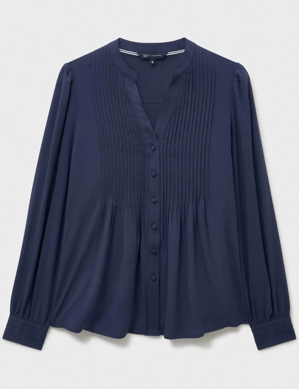 V-Neck Pintuck Blouse with Lyocell