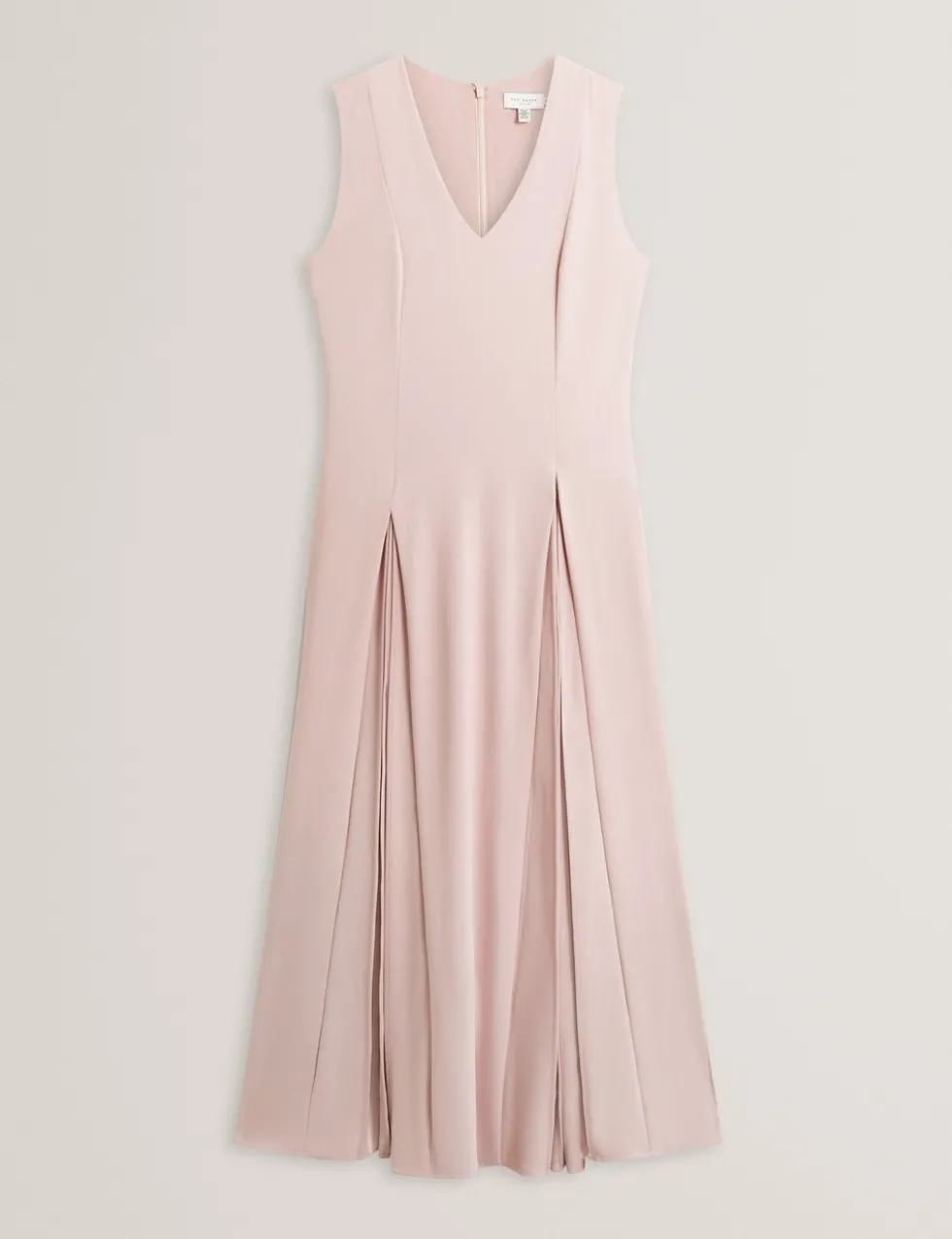 V-Neck Pleat Detail Midi Skater Dress