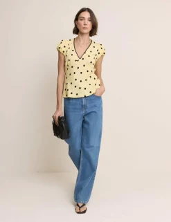 V-Neck Polka Dot Tea Top