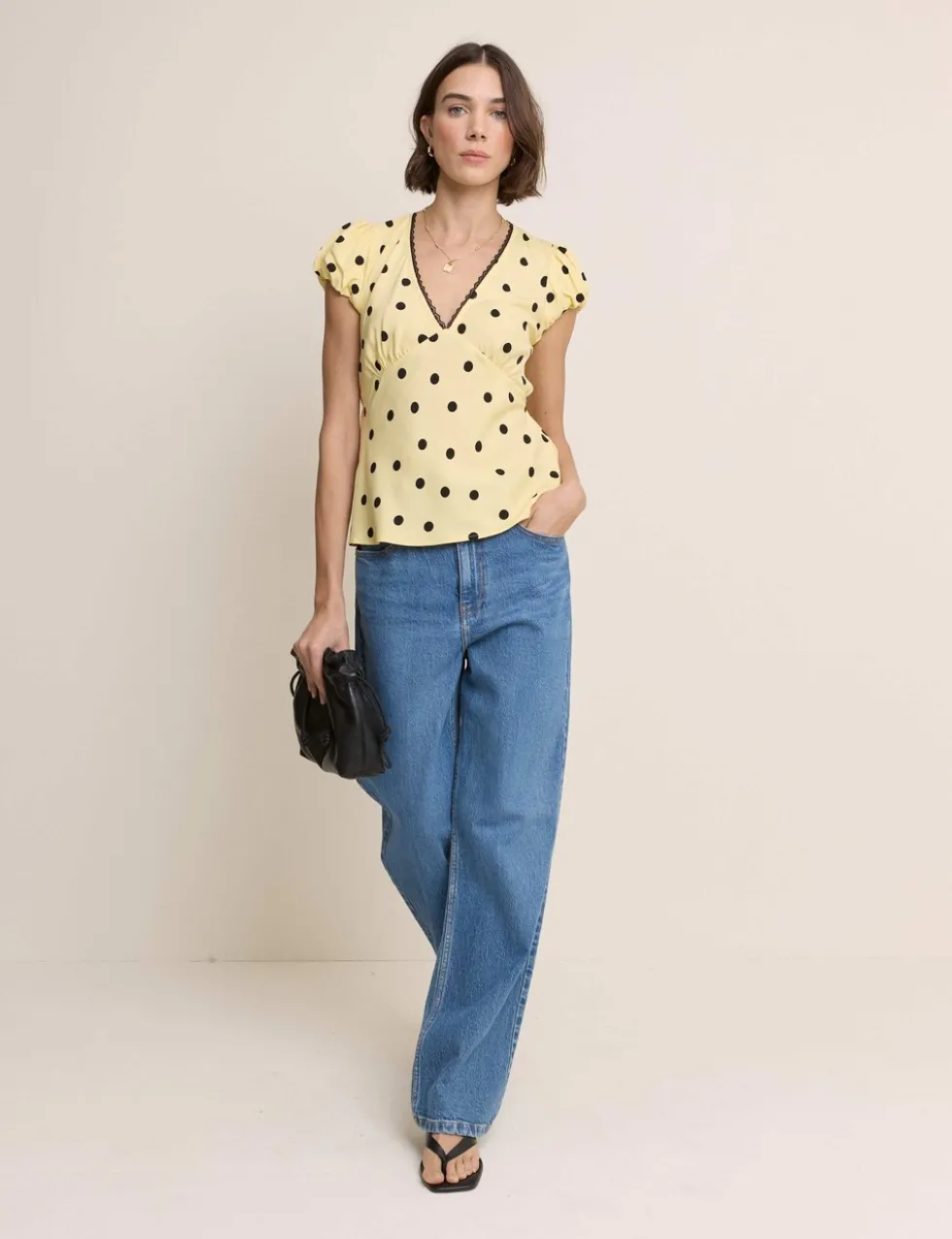 V-Neck Polka Dot Tea Top