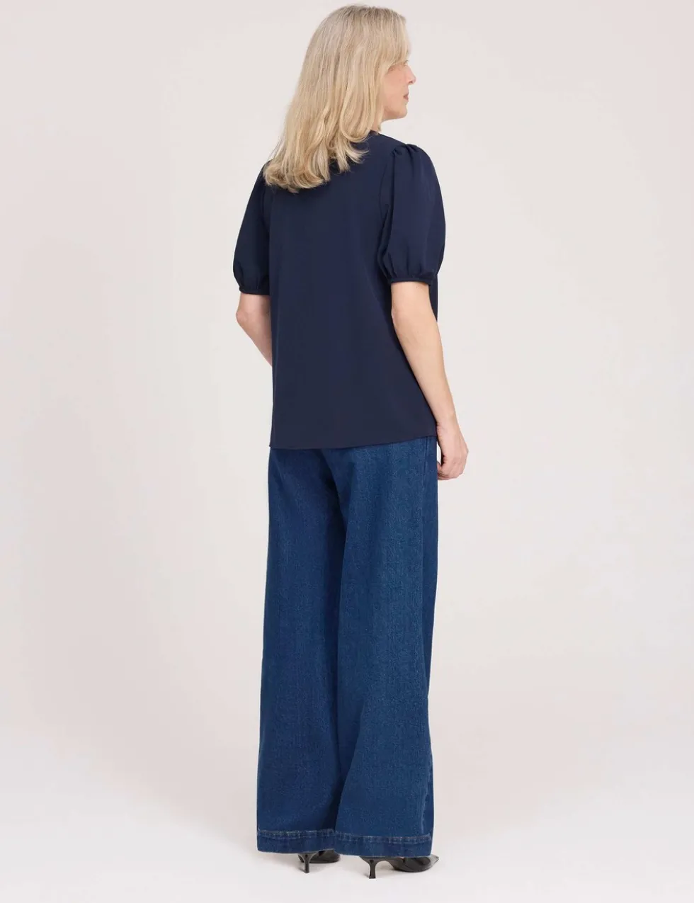 V-Neck Short Sleeve Button-Through Top