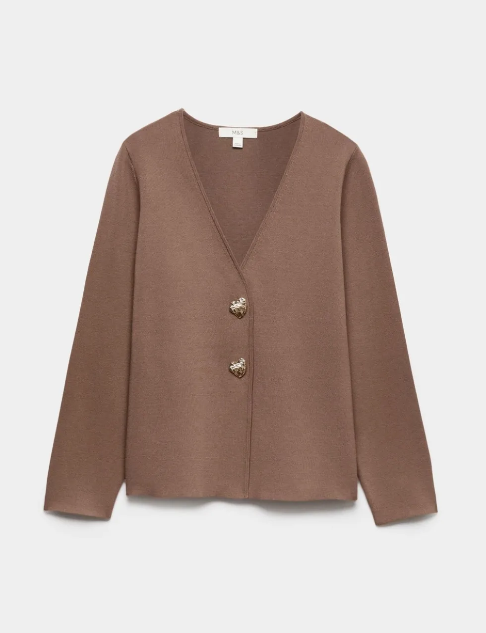 V-Neck Slim Fit Button Front Knitted Jacket
