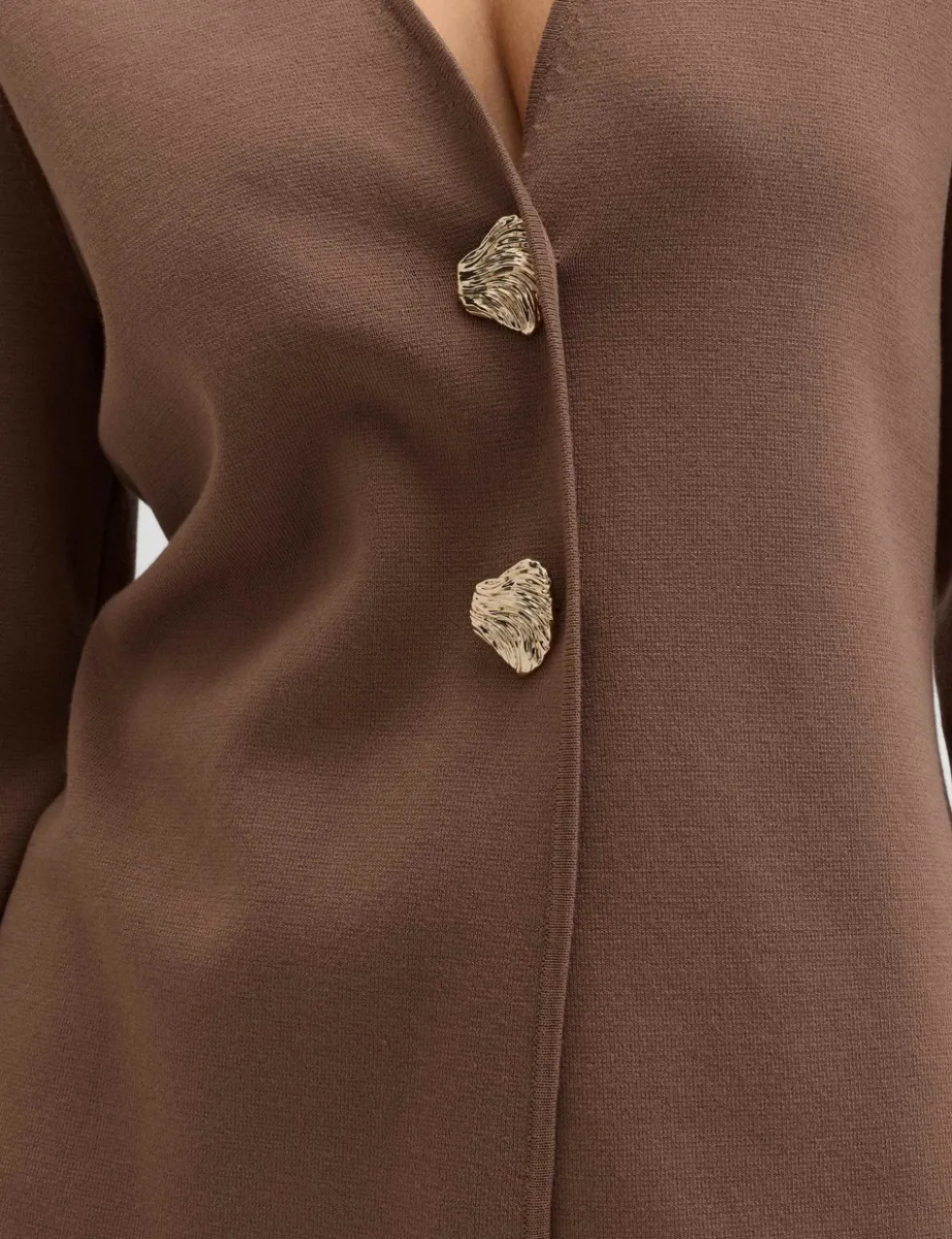 V-Neck Slim Fit Button Front Knitted Jacket