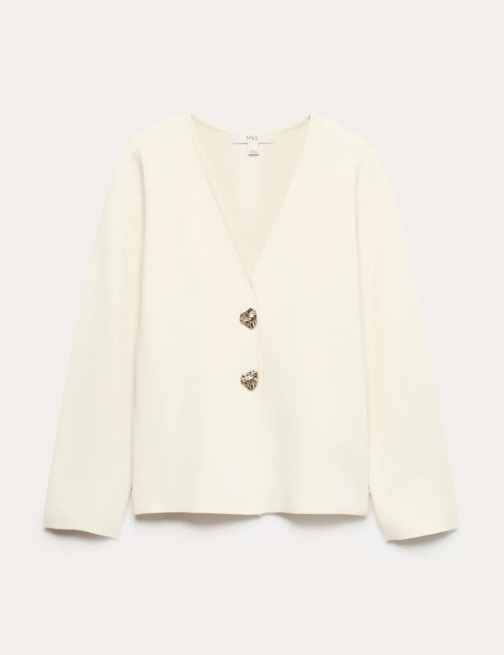 V-Neck Slim Fit Button Front Knitted Jacket