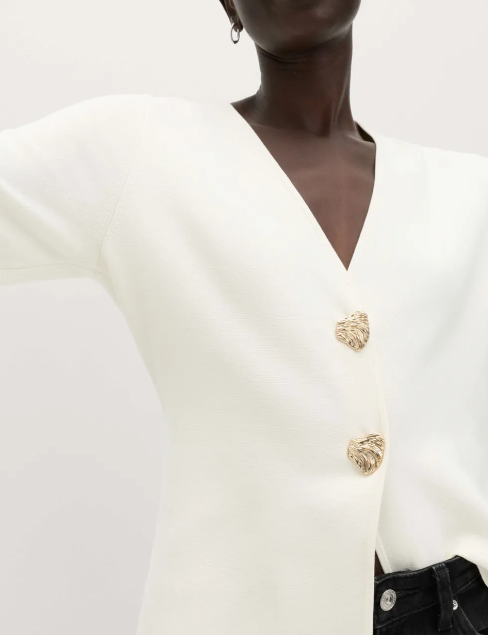 V-Neck Slim Fit Button Front Knitted Jacket
