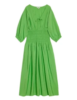 V-Neck Tie Detail Midi Waisted Dress