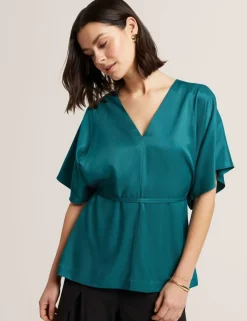 V-Neck Tie Detail Shirt
