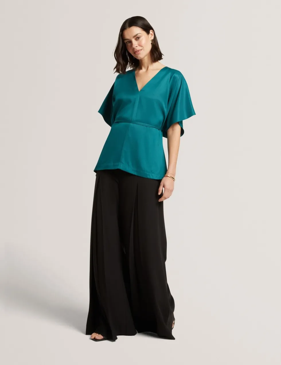 V-Neck Tie Detail Shirt