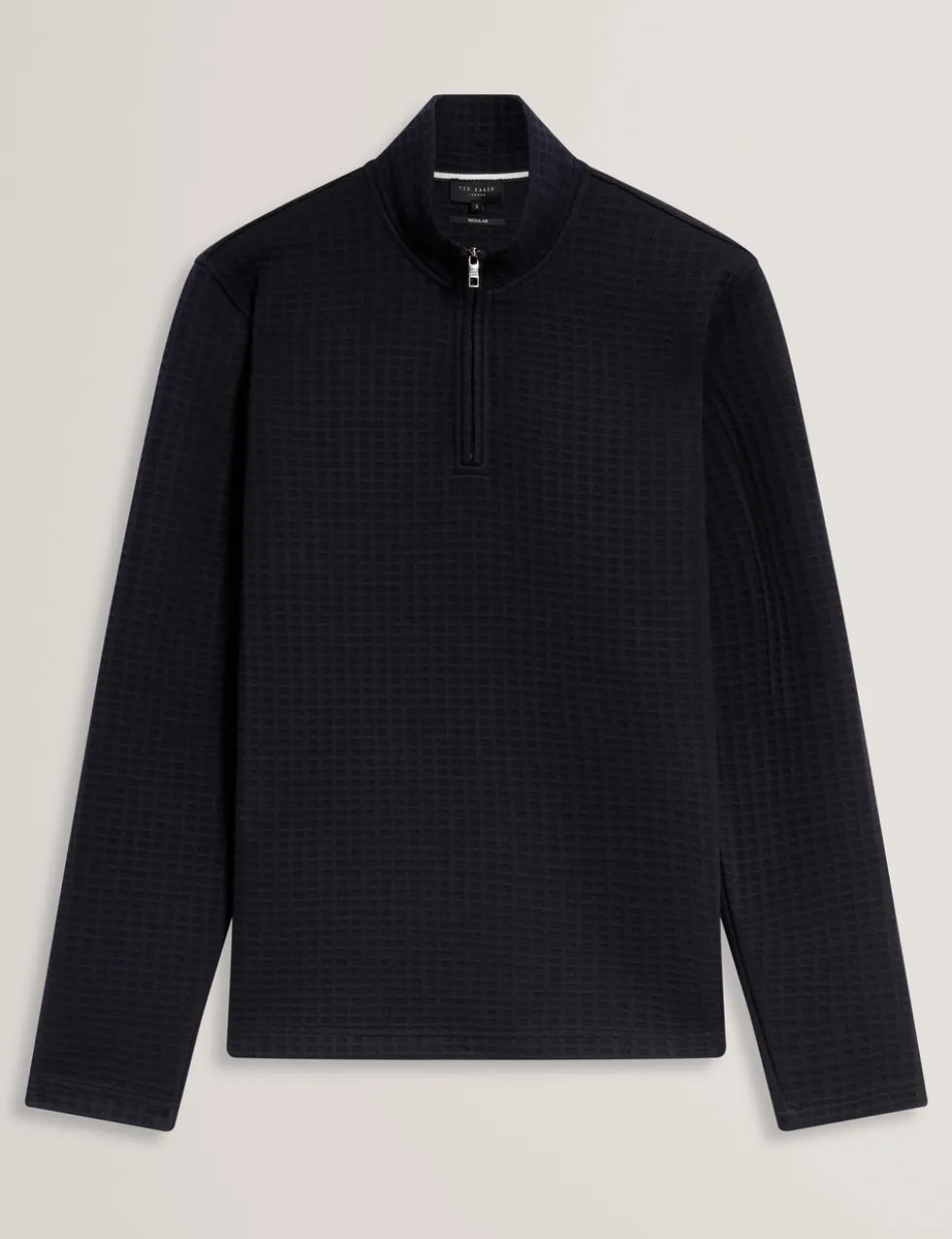 Waffle Funnel Neck Half Zip Sweatshirt