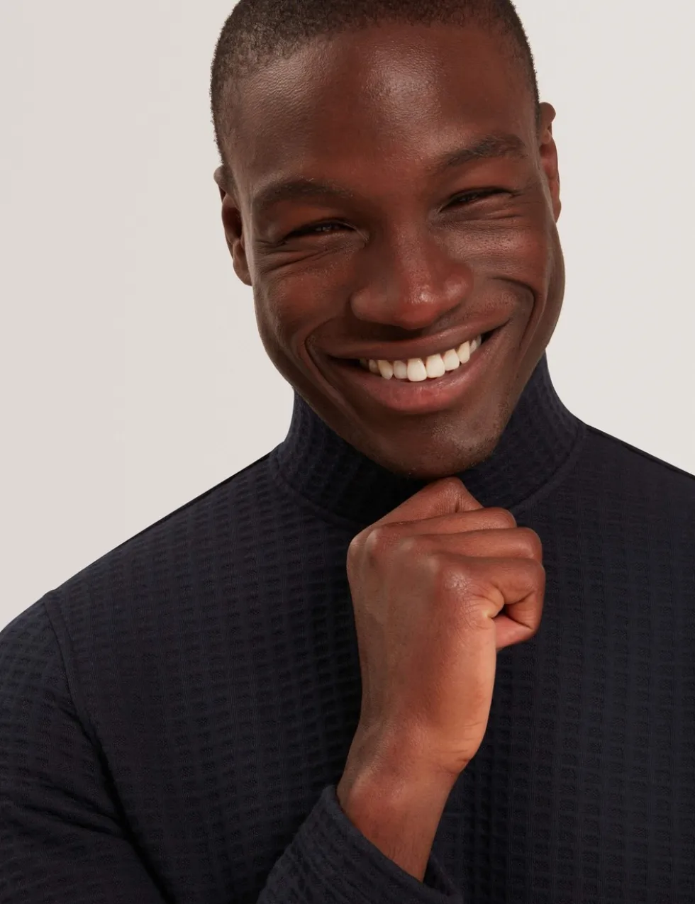 Waffle Funnel Neck Half Zip Sweatshirt