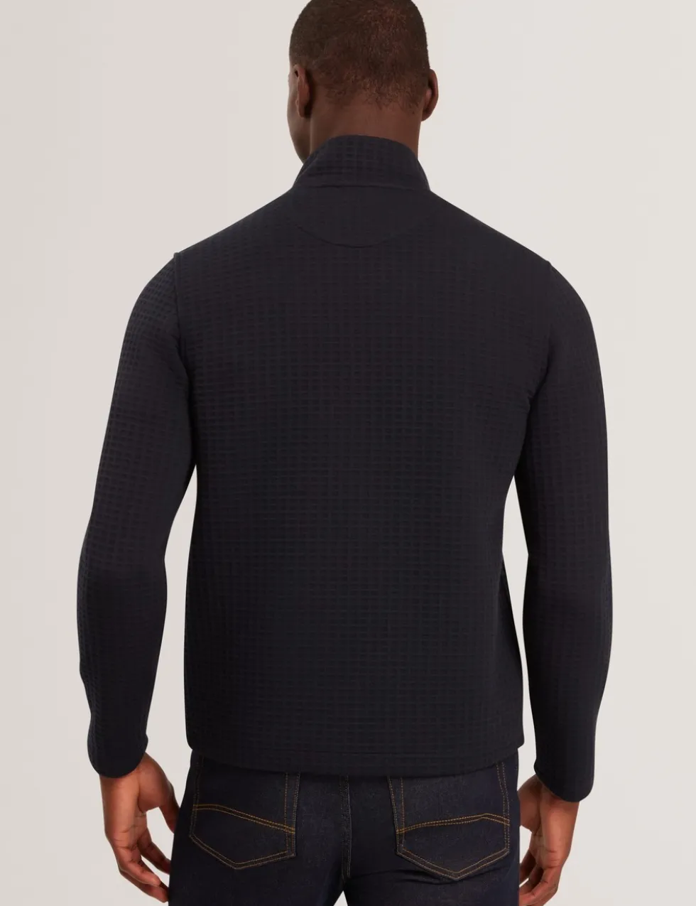Waffle Funnel Neck Half Zip Sweatshirt