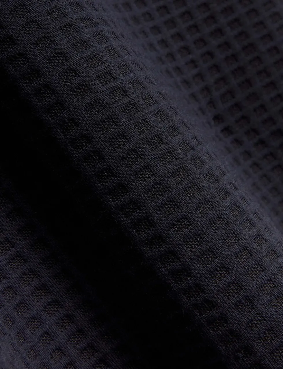 Waffle Funnel Neck Half Zip Sweatshirt