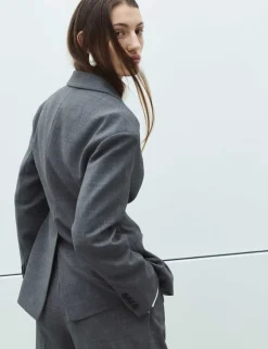 Waisted Double Breasted Longline Blazer