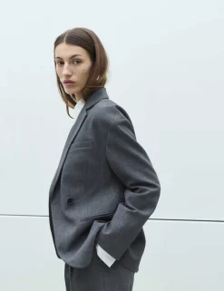 Waisted Double Breasted Longline Blazer