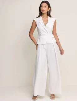 Waisted Wide Leg Tailored Jumpsuit