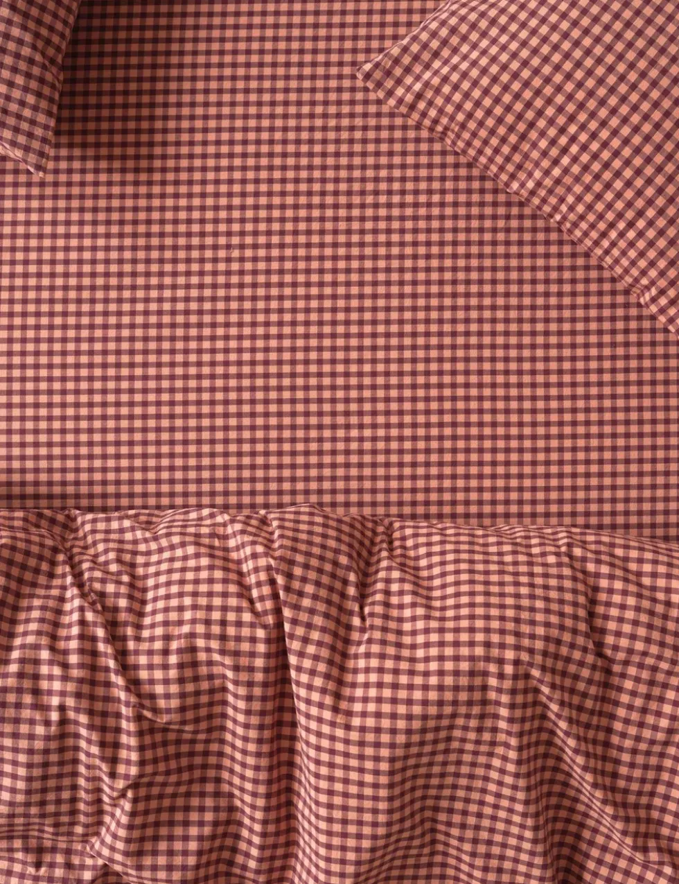 Washed Cotton Gingham Fitted Sheet
