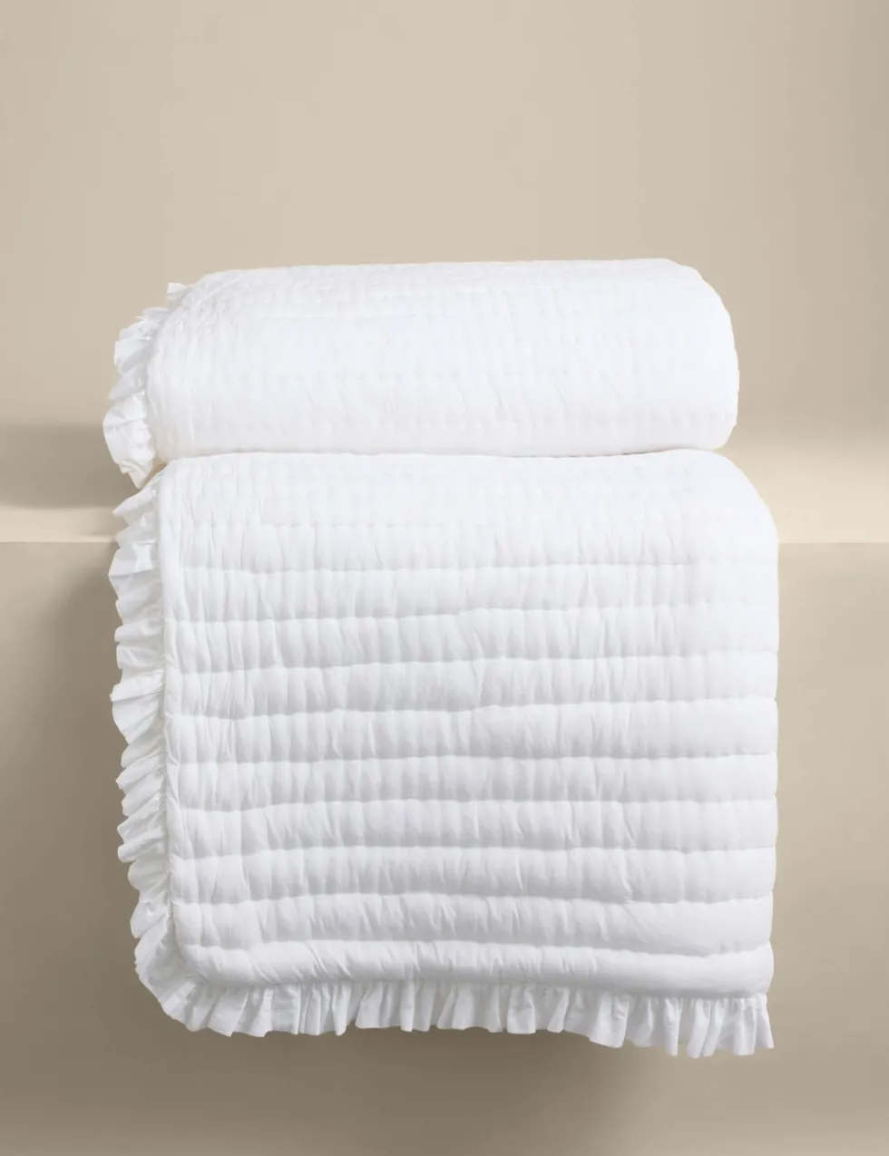 Washed Cotton Quilted Ruffle Bedspread