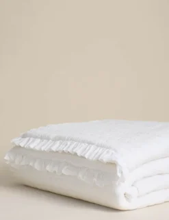Washed Cotton Quilted Ruffle Bedspread