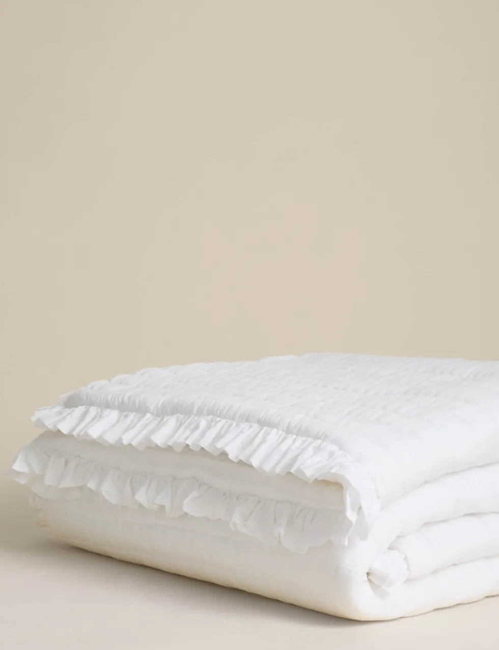 Washed Cotton Quilted Ruffle Bedspread