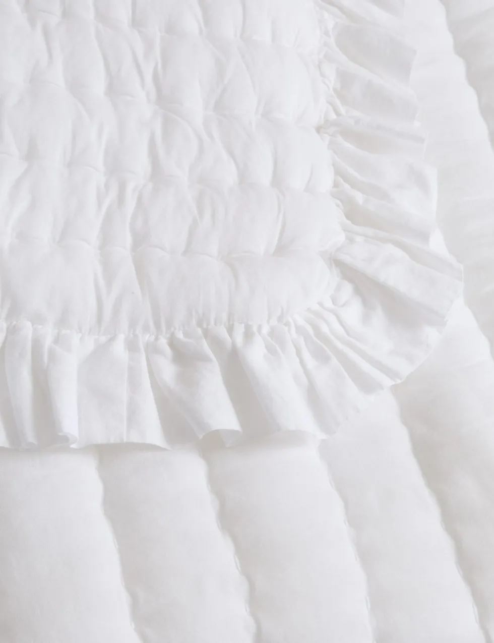 Washed Cotton Quilted Ruffle Bedspread