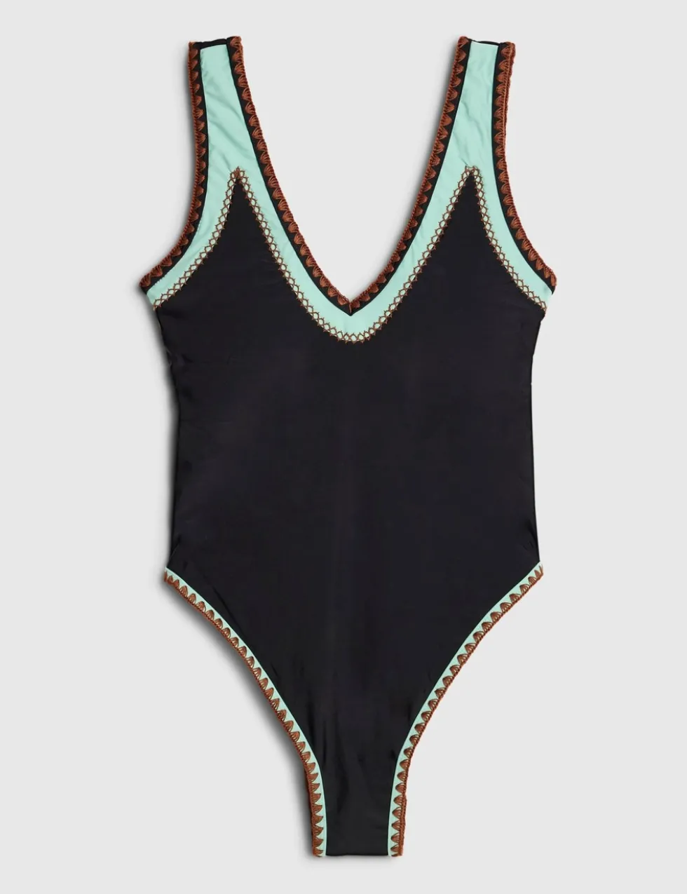 Whipstitch Padded Plunge Swimsuit