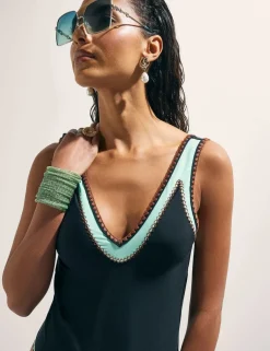 Whipstitch Padded Plunge Swimsuit