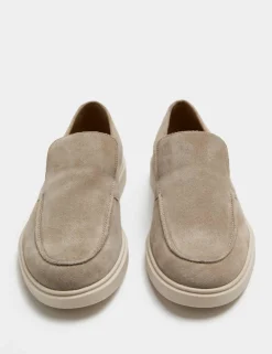 White Sole Suede Loafers