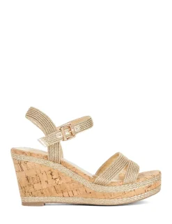 Wide Fit Buckle Wedge Sandals