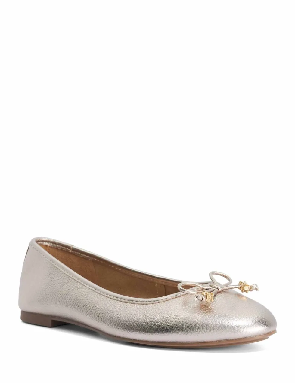 Wide Fit Charm Trim Leather Ballet Pumps